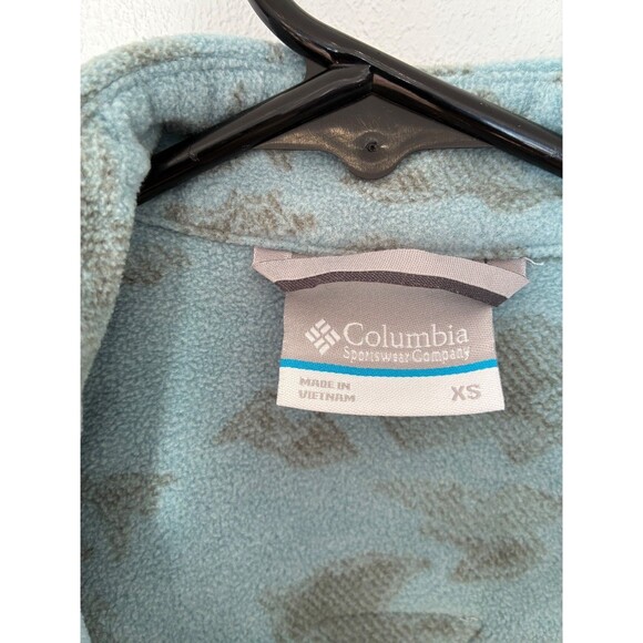 Women’s Columbia PFG Uncharted Fleece Overshirt Blue Snap Shacket sz XS - Picture 8 of 9